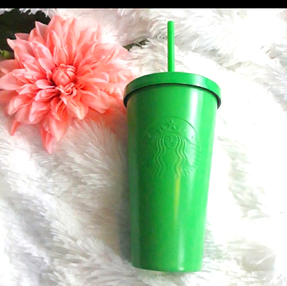 Starbucks Matte Green steel tumbler with straw
